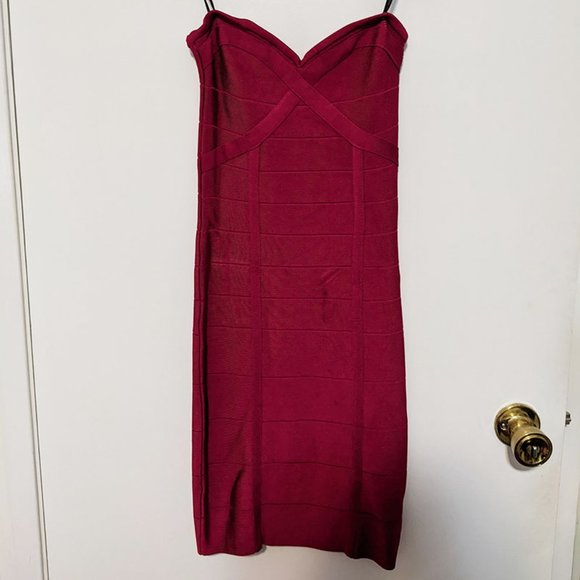 bebe RED SWEETHEART neck strapless bodycon - Picture 1 of 3